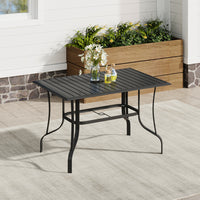 Black Metal Rectangular Patio Table on Balcony – 120cm Outdoor Dining Table