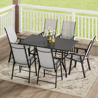 150x90cm Black Metal Slatted Garden Patio Table – Rectangular Outdoor Dining Table