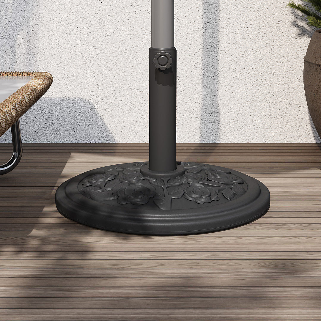 Heavy Duty Outdoor Parasol Umbrella Stand with Elegant Rose Design