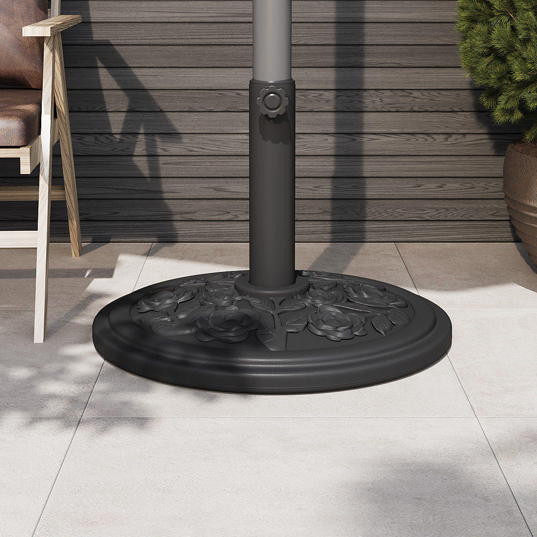 Heavy Duty Outdoor Parasol Umbrella Stand with Elegant Rose Design