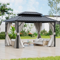 Spacious 12x10ft Patio Gazebo with Aluminum Frame in Backyard
