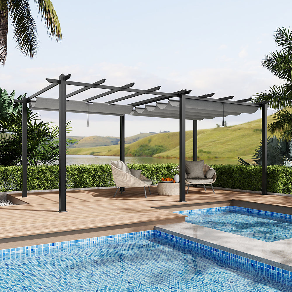 20x10ft Aluminium Gazebo Adjustable Canopy Waterproof Garden Patio Shade Shelter