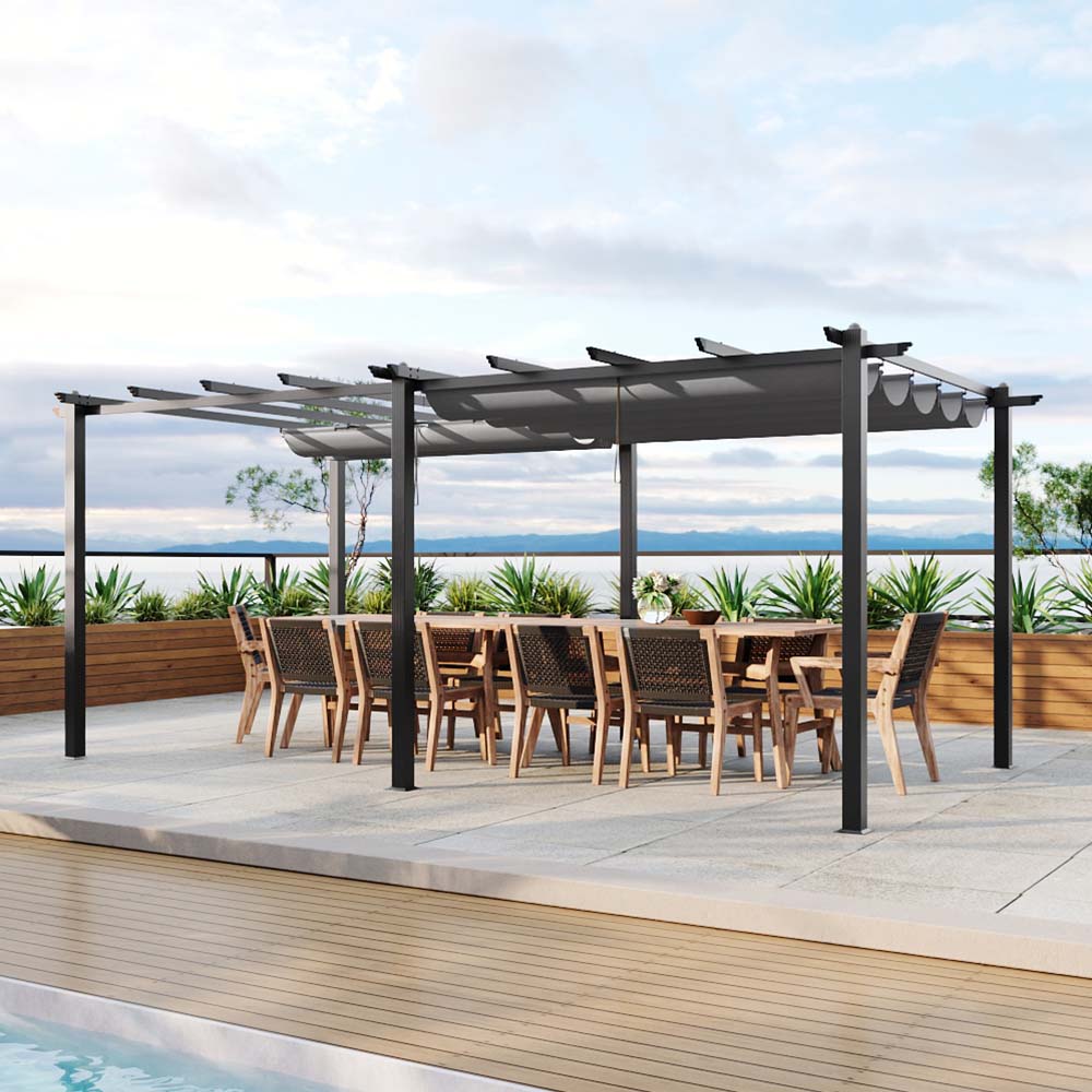 20x10ft Aluminium Gazebo Adjustable Canopy Waterproof Garden Patio Shade Shelter