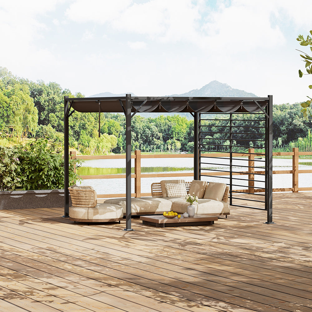 10x9ft Pergola Gazebo Privacy Panels Waterproof Canopy Garden Patio Shade