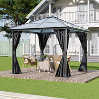 3m Metal Gazebo With UV Resistant PC Roof And Privacy Curtains