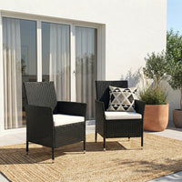 2 Pack Durable Rattan Chairs 2ft Garden Patio Outdoor Seating with Cushions