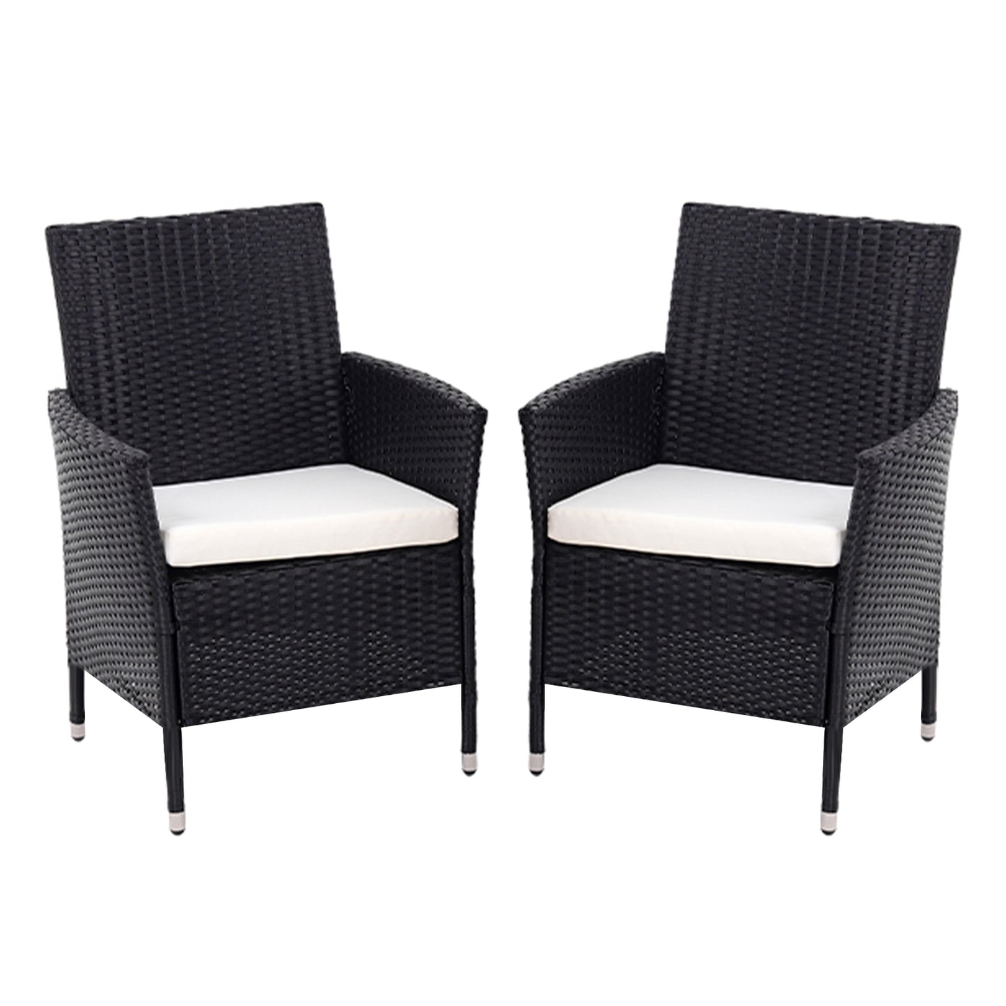 2 Pack Durable Rattan Chairs 2ft Garden Patio Outdoor Seating with Cushions