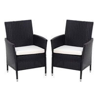 2 Pack Durable Rattan Chairs 2ft Garden Patio Outdoor Seating with Cushions