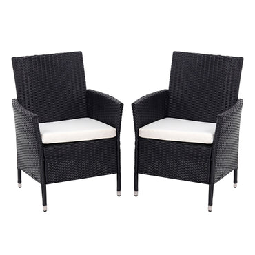 2 Pack Durable Rattan Chairs 2ft Garden Patio Outdoor Seating with Cushions