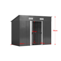 black steel garden shed interior dimensions diagram - storage space overview