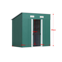 Interior Dimensions of 4x6ft Green Metal Tool Shed – Sloped Roof Compact Design