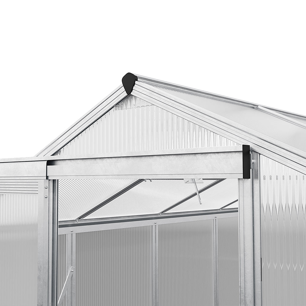 detailed view of greenhouse sliding door on 6x6ft silver frame model without base