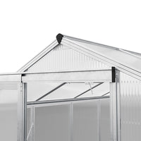 detailed view of greenhouse sliding door on 6x6ft silver frame model without base