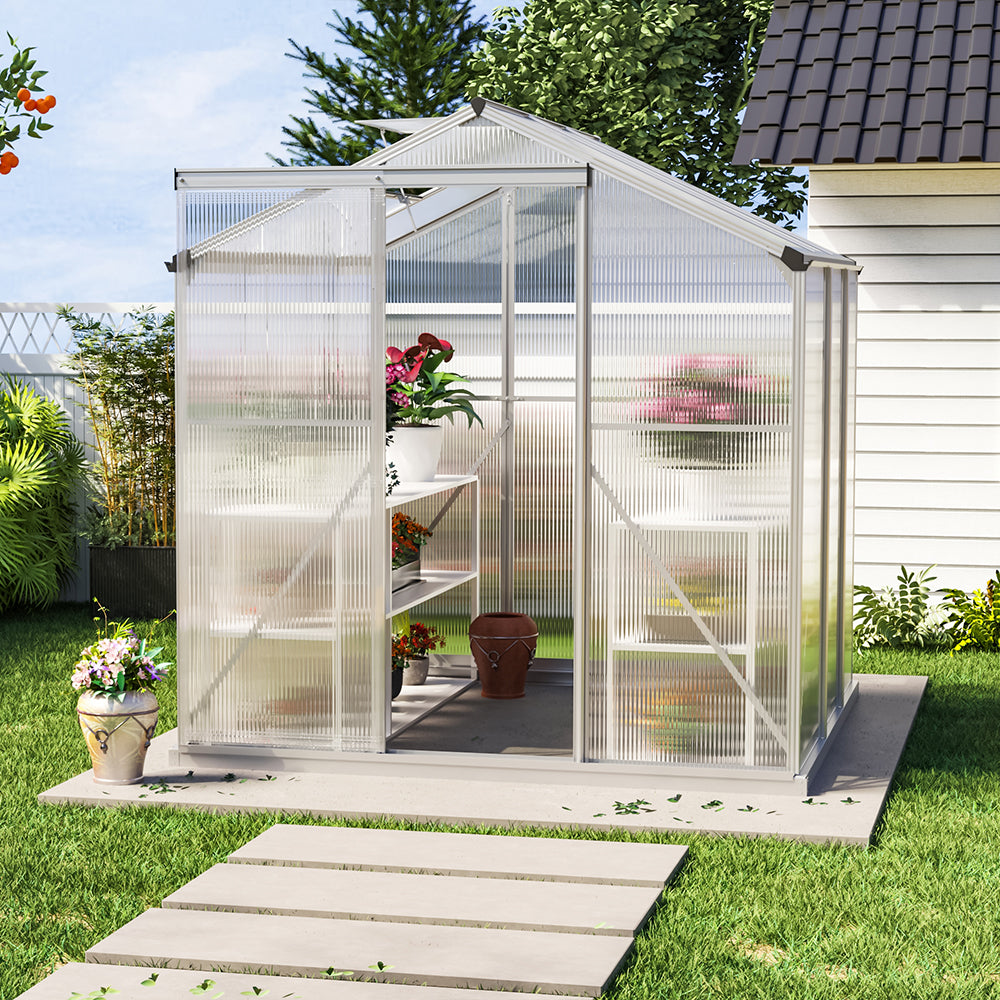 6x6ft aluminum greenhouse with vent, no base, ideal for garden plants