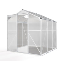 6x6ft silver aluminum garden greenhouse without base, product photo on white background
