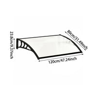 120cm x 80cm Black Window Door Awning Canopy – Full Dimensions and Setup Information