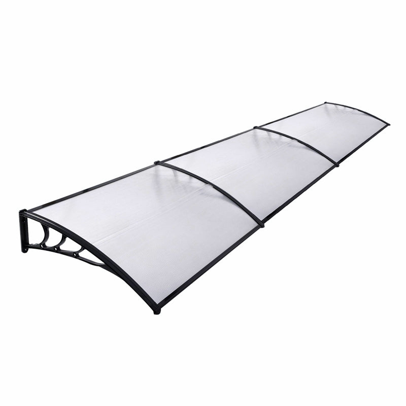 190cm Black Aluminum Window Awning with Canopy and Support Brackets – Modern Outdoor Shade Solution