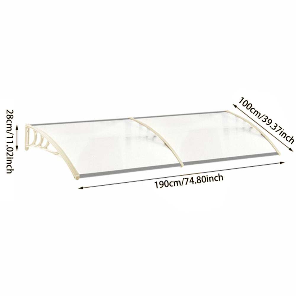 190cm White Aluminum Door Window Awning – Full Dimensions and Installation Size Chart