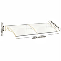 190cm White Aluminum Door Window Awning – Full Dimensions and Installation Size Chart