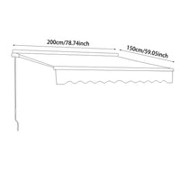 Dimensions Diagram of 200cm Outdoor Retractable Awning – Canopy Size & Arm Length