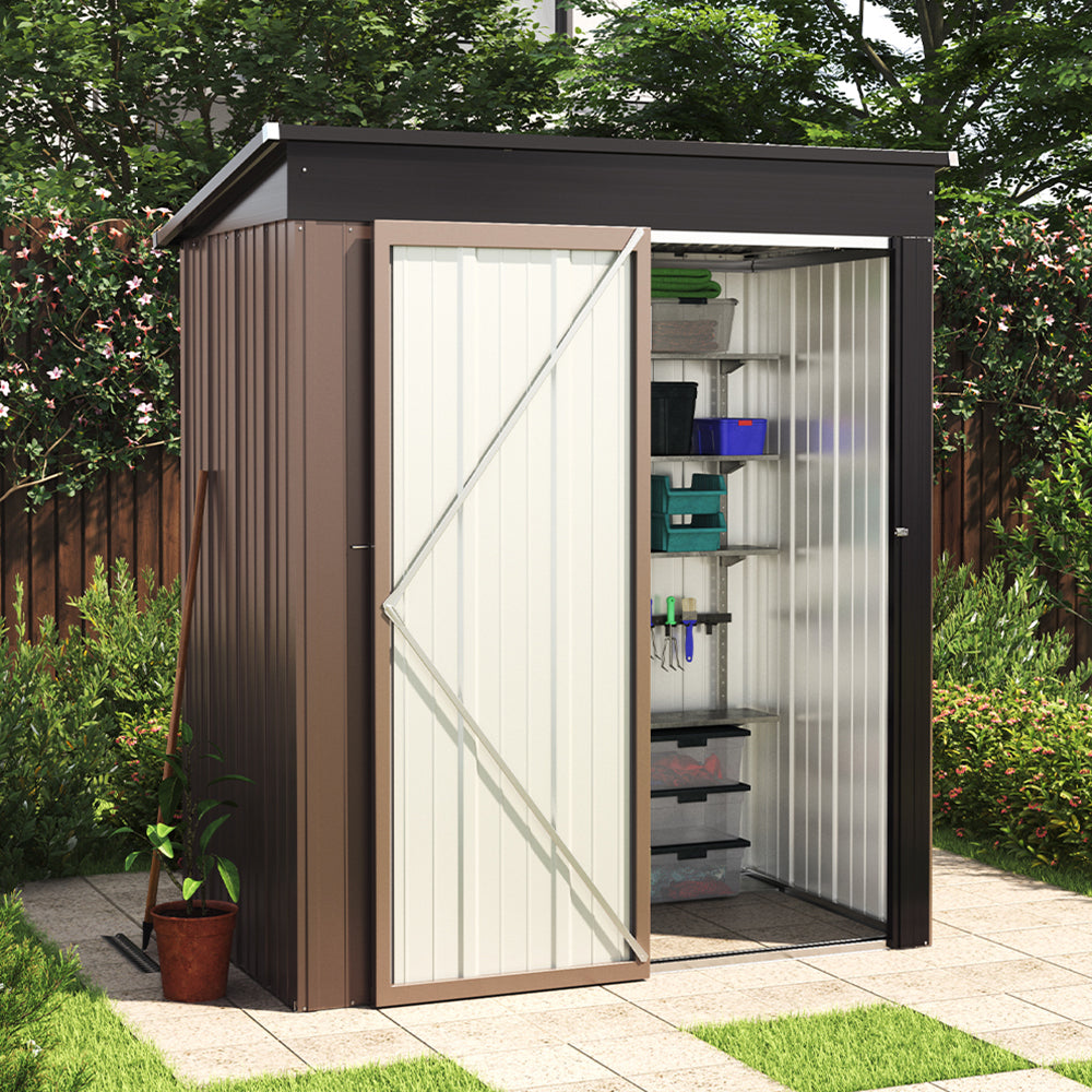 5x3ft Lockable Metal Garden Storage Shed – Classic Outdoor Tool and Bike Storage Unit