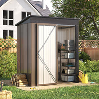 5x3ft Outdoor Storage Shed with Open Doors – Garden Tools and Equipment Inside