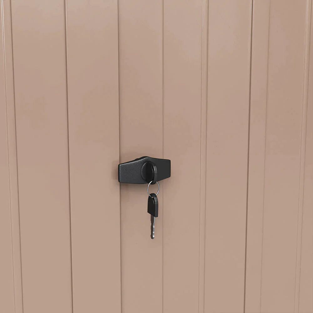 Close-Up of Lockable Door Handle – Secure Entry for 5x3ft Metal Bike and Tool Shed