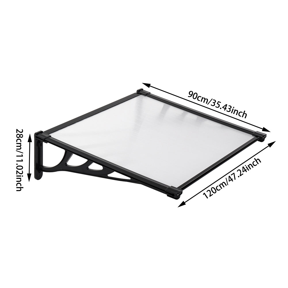 100cm Black Door Window Awning Dimensions - Width and Projection Measured