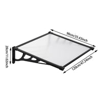 100cm Black Door Window Awning Dimensions - Width and Projection Measured