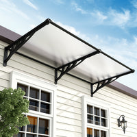 140cm Black Aluminum Door Window Awning - Weatherproof Outdoor Shelter