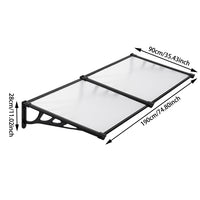 140cm Black Door Awning Dimensions - Width and Depth Displayed in CM