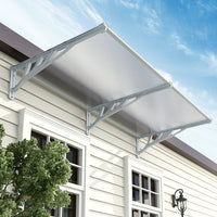 140cm White Outdoor Door Window Awning – Rain Shelter with Polycarbonate Panel