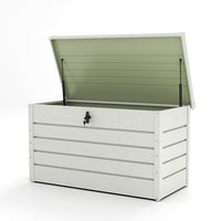 white 350L waterproof steel garden storage box with lock – clean white background