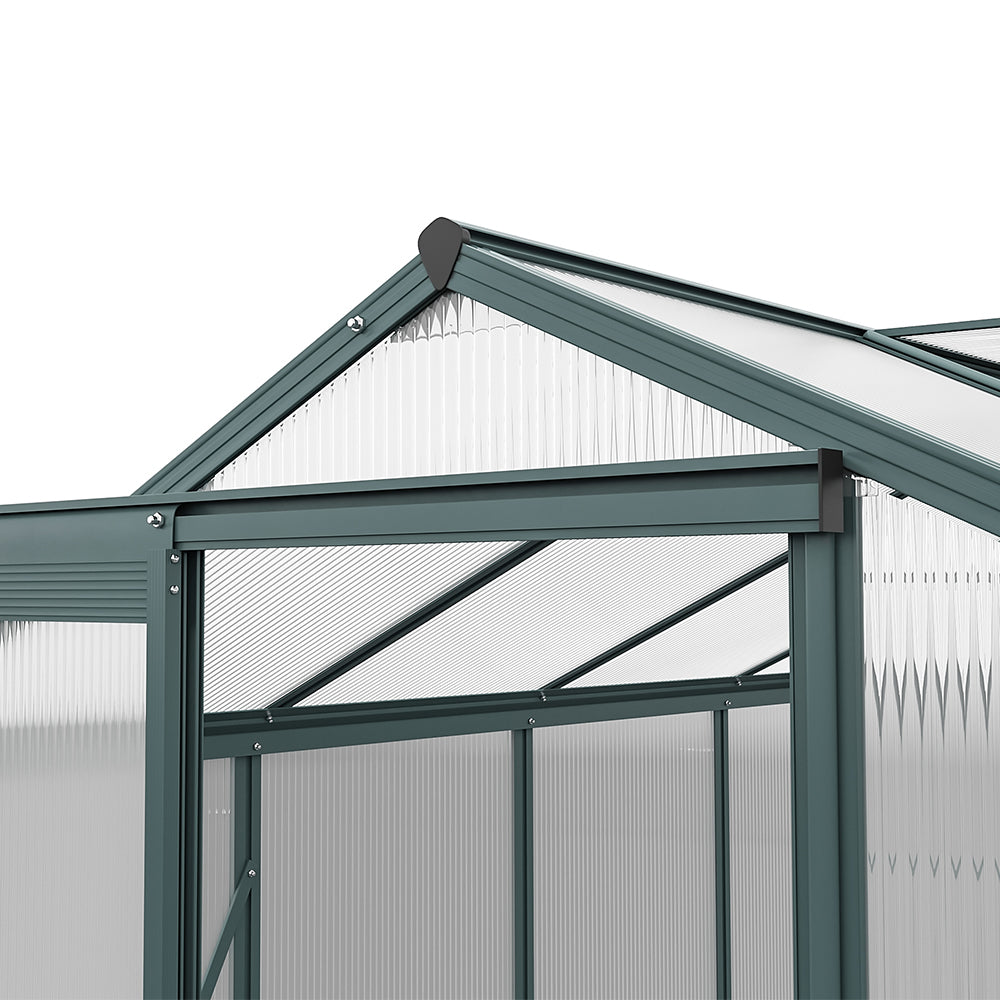 close-up of lockable hinged door on 10x6ft garden greenhouse – secure and easy access design