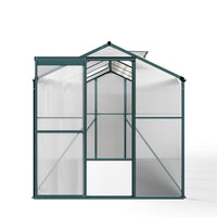 10x6ft garden greenhouse with green frame and clear polycarbonate panels – white background product image