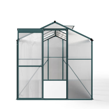 10x6ft garden greenhouse with green frame and clear polycarbonate panels – white background product image