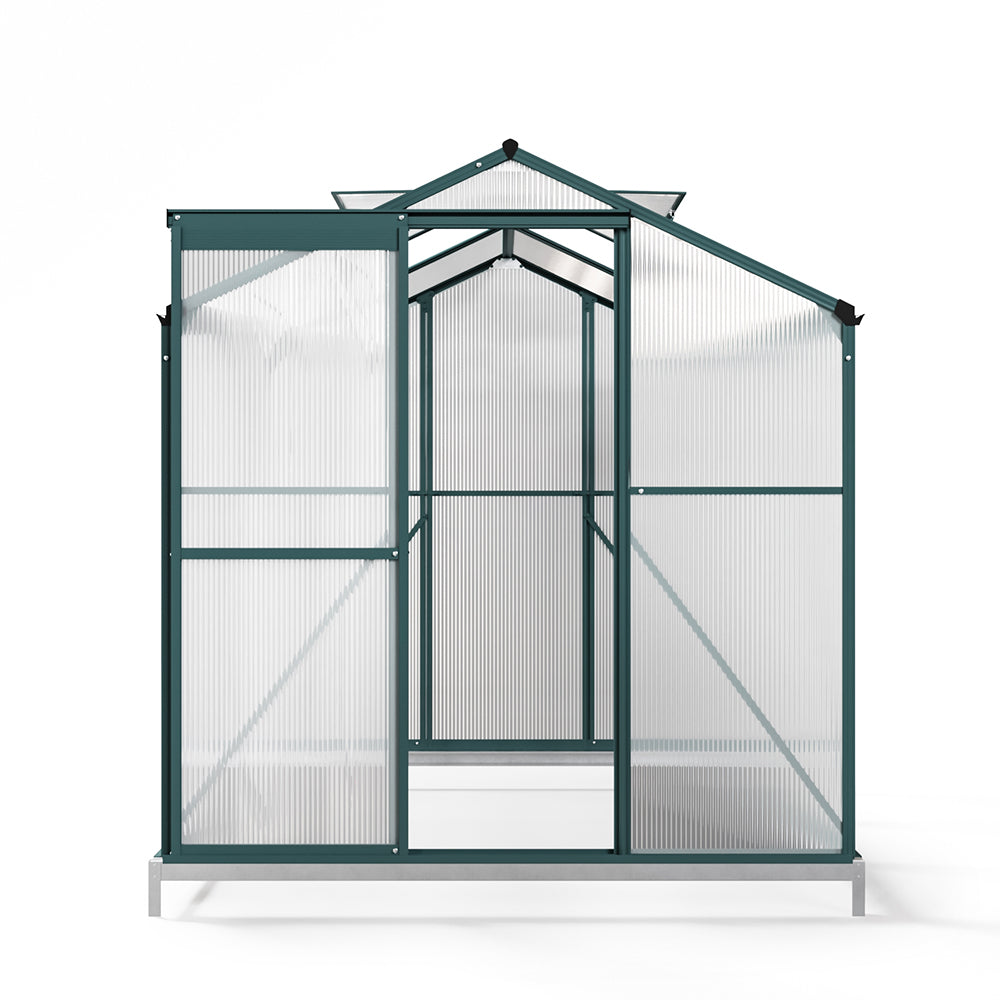 6x6ft Walk-In Green Framed Greenhouse With Base – Studio Background Product Image