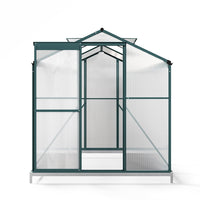 6x6ft Walk-In Green Framed Greenhouse With Base – Studio Background Product Image