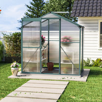 4x6ft Green Garden Greenhouse without Base – Polycarbonate Panels and Green Frame with Roof Vent