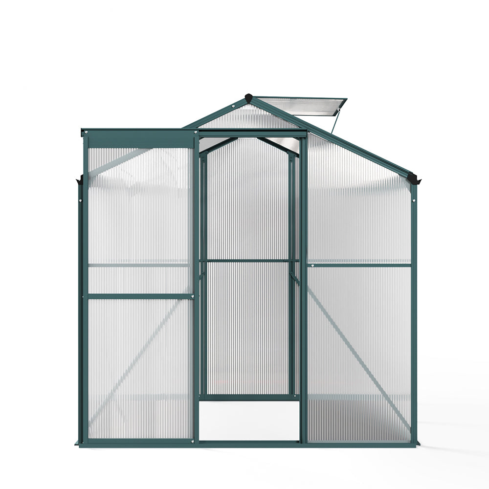 Green 4x6ft Polycarbonate Greenhouse without Base – Product Display on White Background