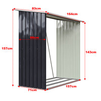 5x5ft Metal Galvanised Steel Firewood Outdoor Log Storage Shed