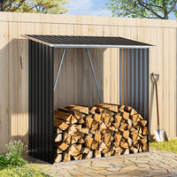5x5ft Metal Galvanised Steel Firewood Outdoor Log Storage Shed