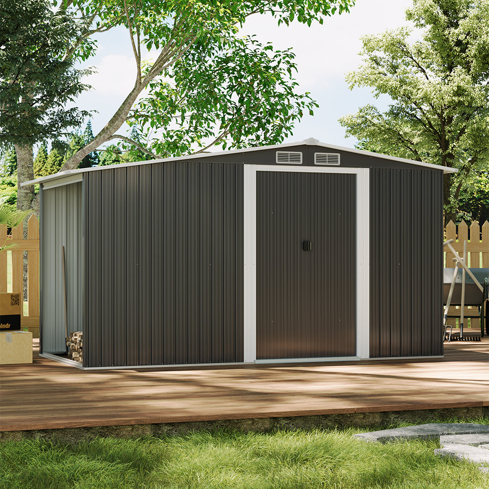 Closed 8x4ft Steel Garden Shed – Weatherproof Outdoor Storage in Backyard