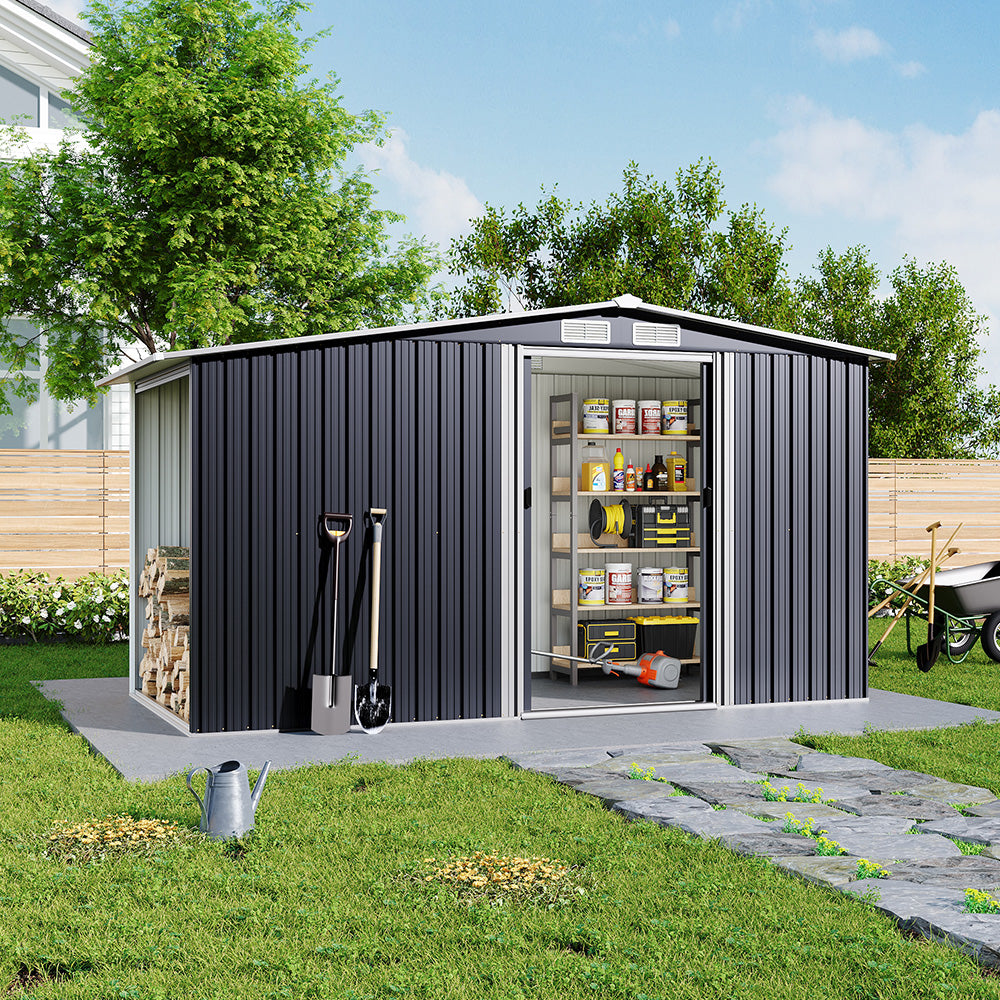 Open 8x4ft Metal Garden Shed – Organized Outdoor Tool Storage