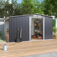 8x6ft Galvanized Steel Storage Shed with Gable Roof – Durable Backyard Shed