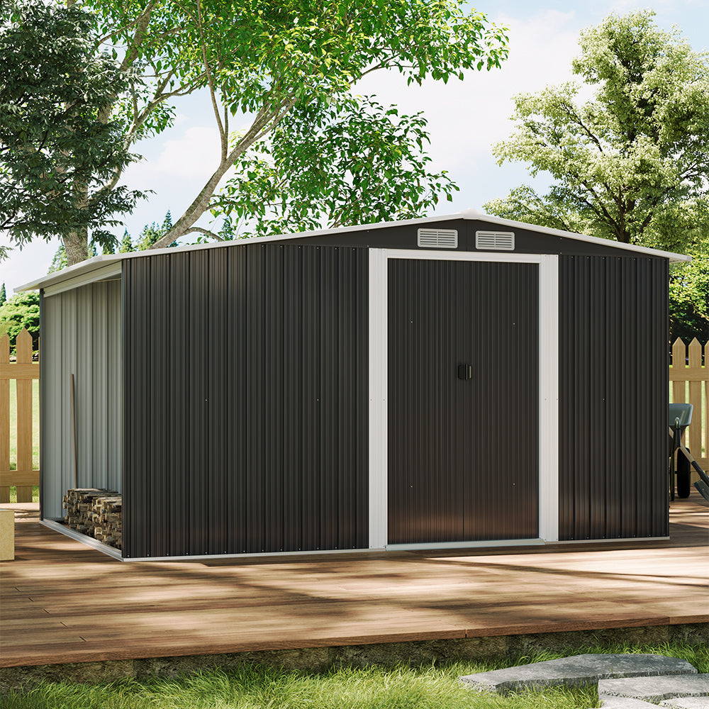 Closed 8x8ft Galvanized Steel Shed – Sturdy Garden Storage in Outdoor Space
