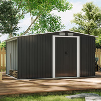 Closed 8x8ft Galvanized Steel Shed – Sturdy Garden Storage in Outdoor Space