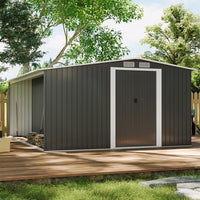 8x10ft Closed Metal Garden Shed – Weather-Resistant Backyard Storage Unit