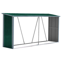Green Lean-to Metal Garden Storage Shed 11x3ft – Product Display on White Background