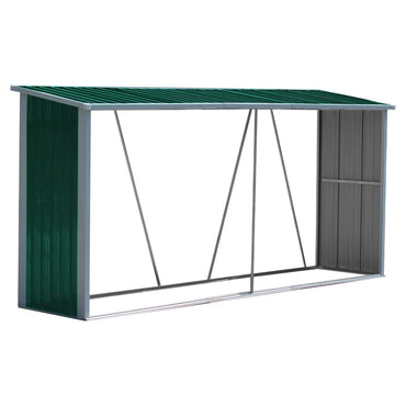 Green Lean-to Metal Garden Storage Shed 11x3ft – Product Display on White Background